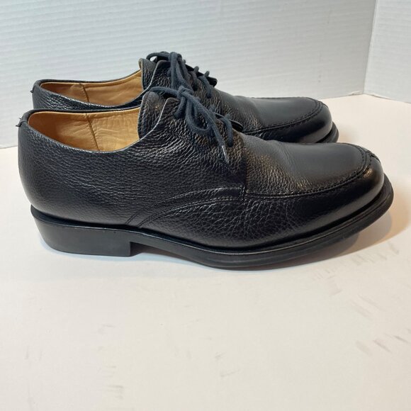 Mens Vinyard Black Pebbled Leather Lace-Up Dress Shoes With Rubber Sole 11EEE - Picture 5 of 16
